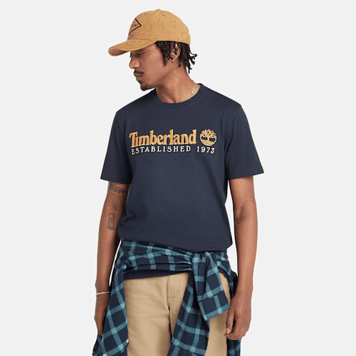 T-shirt con Ricamo "Established 1973" da Uomo in scuro, Uomo, , Taglia: M - Timberland - Modalova