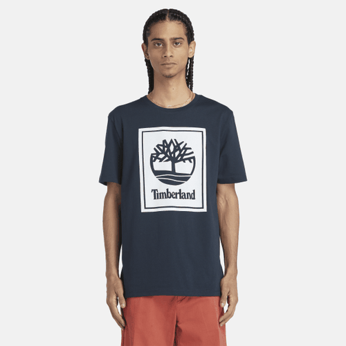 Kurzärmeliges T-Shirt mit gestapeltem Logo für Herren in Dunkelblau, Mann, , Größe: XL - Timberland - Modalova