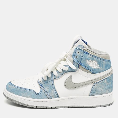 White Leather Jordan 1 Retro High Hyper Royal Smoke Grey Sneakers Size 39 (GS) - Air Jordans - Modalova