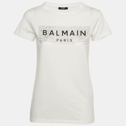 Kids Logo Embellished Cotton Crew Neck T-Shirt 12 Yrs - Balmain - Modalova