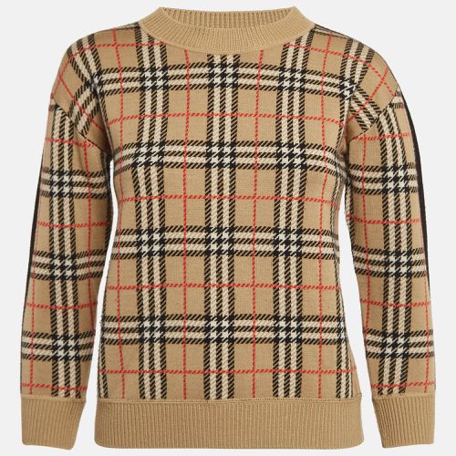 Checked Merino Wool Sweatshirt 10Yrs - Burberry - Modalova