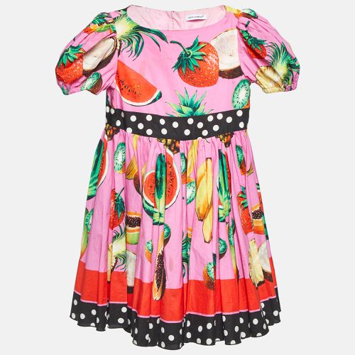 Kids Fruits Print Cotton Dress 5 Yrs - Dolce & Gabbana - Modalova