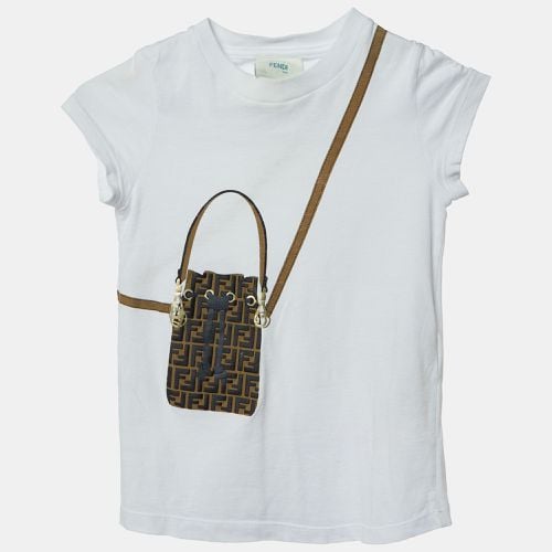 FF Bag Print Cotton T-Shirt 4 Yrs - Fendi - Modalova