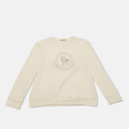 Embroidered Cotton Long Sleeve T-Shirt 14 Yrs - Moncler - Modalova