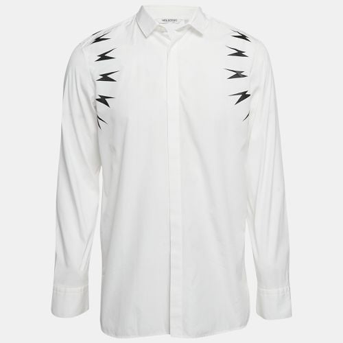 Lighting Bolt Print Cotton Slim Fit Shirt L - Neil Barrett - Modalova