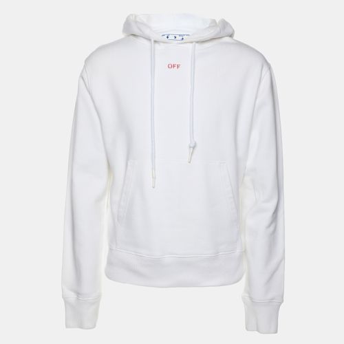 Off- Cotton Knit Logo Print Hoodie S - Off-White - Modalova