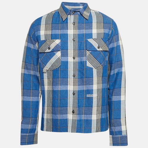 Tartan Check Linen Blend Long Sleeve Shirt S - Off-White - Modalova