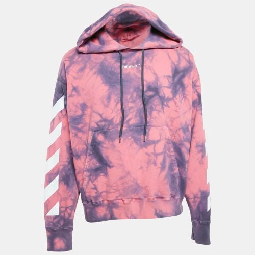 Blue Logo Print Tie-Dye Cotton Hoodie L - Off-White - Modalova