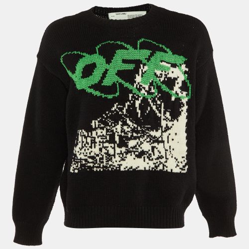 Tri Color Knit Wool Crew Neck Sweater S - Off-White - Modalova