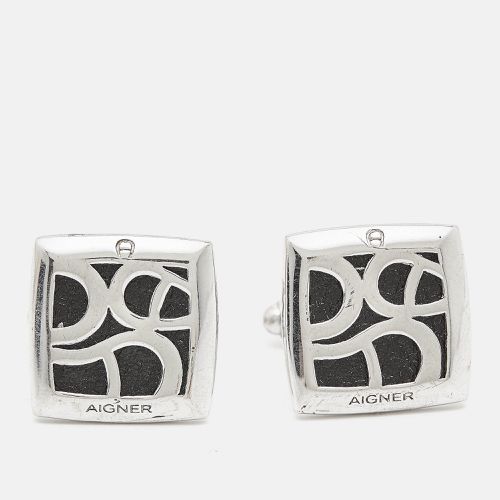 Logo Leather Tone Cufflinks - Aigner - Modalova