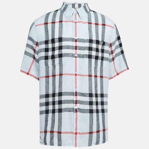 Checked Linen Short Sleeve Shirt XL - Burberry - Modalova