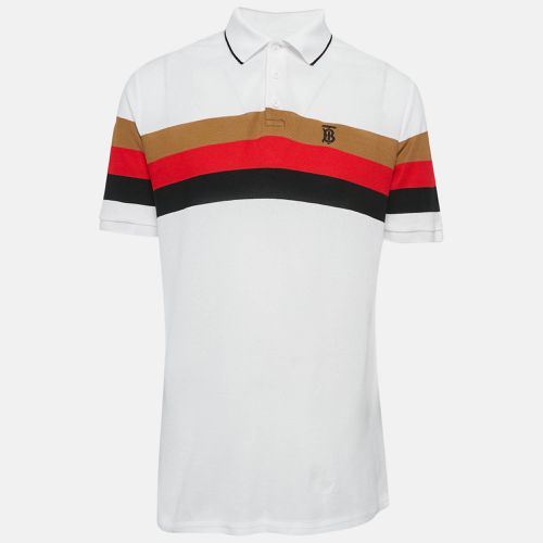 Striped Cotton Pique Polo T-Shirt M - Burberry - Modalova