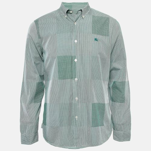 Gingham Logo Embroidered Cotton Buttoned Down Shirt L - Burberry - Modalova