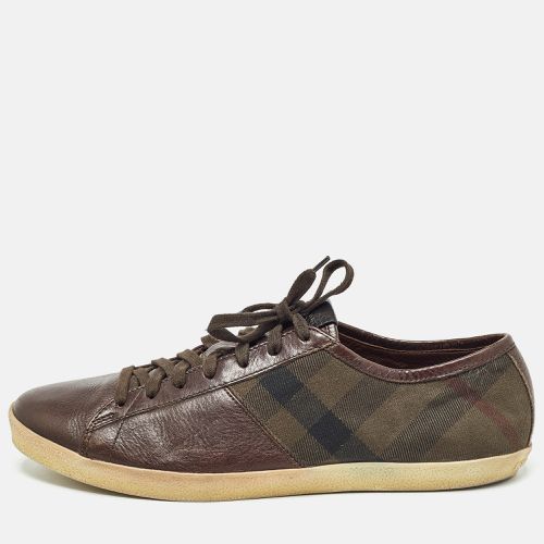 Leather and Nova Check Canvas Low Top Sneakers Size 44 - Burberry - Modalova