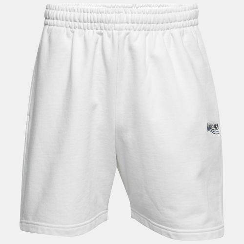 Logo Embroidered Cotton Shorts S - Balenciaga - Modalova