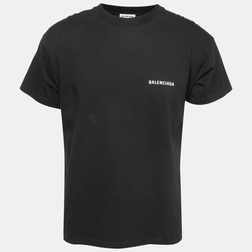 Logo Print Cotton Crew Neck Half Sleeve T-Shirt S - Balenciaga - Modalova