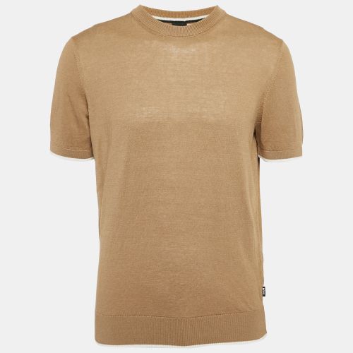 Caramel Brown Linen Blend Crew Neck T-Shirt S - Boss By Hugo Boss - Modalova