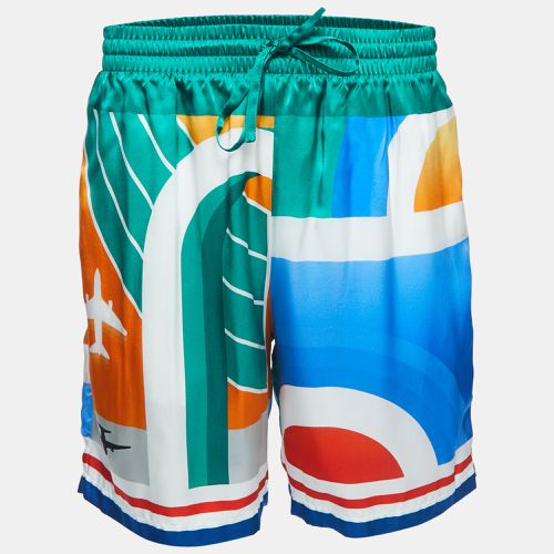 Logo Print Silk Drawstring Shorts L - Casablanca - Modalova