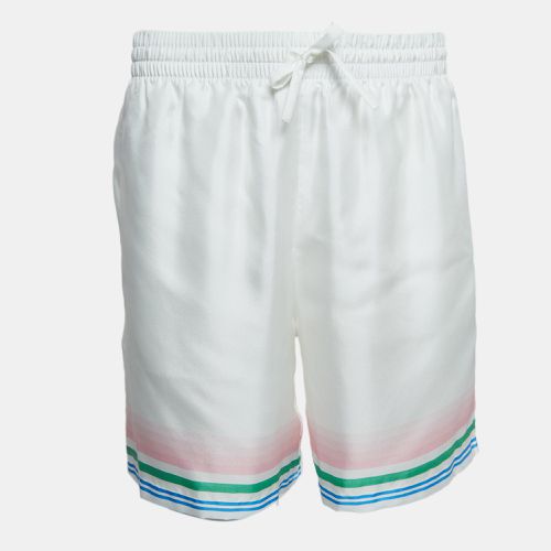 Tennis Club Striped Satin Shorts L - Casablanca - Modalova