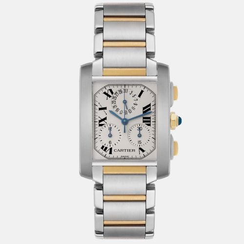 K Yellow Gold Stainless Steel Tank Francaise W51004Q4 Quartz Men's Wristwatch 37 mm - Cartier - Modalova