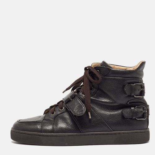 Dark Leather Buckle Detail High Top Sneakers Size 40 - Christian Louboutin - Modalova