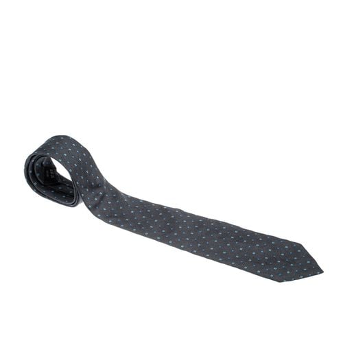 Charcoal Silk Jacquard Square Pattern Tie - Dunhill - Modalova