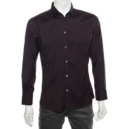 Dark Cotton Button Front Brad Shirt M - D&G - Modalova