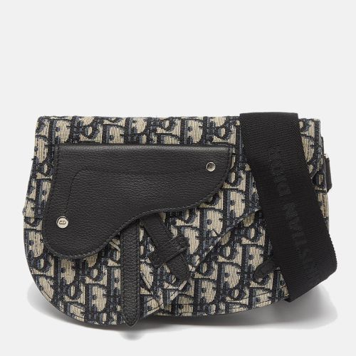 Navy /Black Oblique Canvas and Leather Saddle Pouch Bag - Dior - Modalova