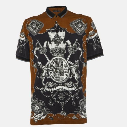 Crown Print Cotton Pique Polo 3XL - Dolce & Gabbana - Modalova