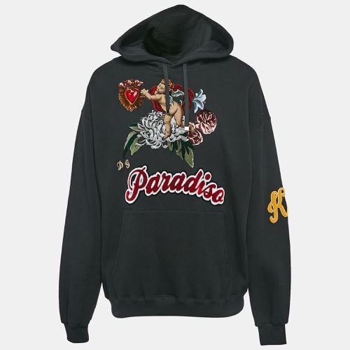 Paradise Applique Cotton Knit Hooded Sweatshirt M - Dolce & Gabbana - Modalova