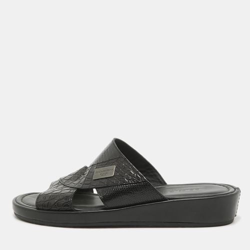 Crocodile and Lizard Leather Crisscross Flat Slide Size 41 - Dolce & Gabbana - Modalova