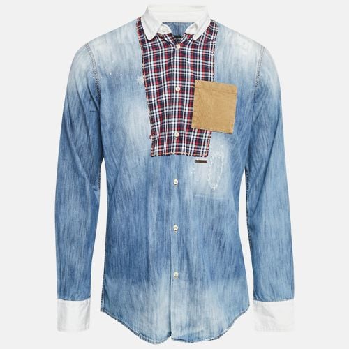 Corduroy Pocket Denim Patch Detail Shirt L - Dsquared2 - Modalova