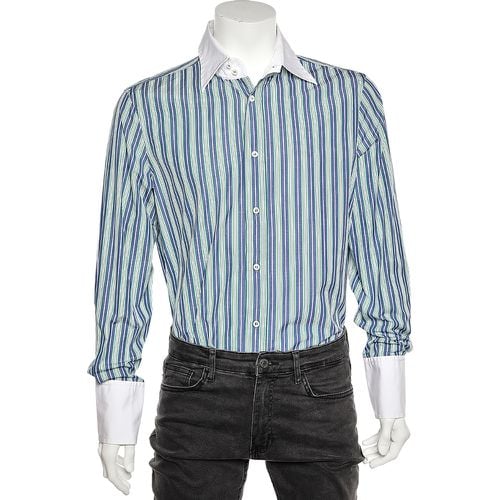 Striped Cotton Contrast Collar Button Front Shirt XXL - Dsquared2 - Modalova