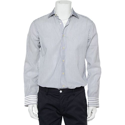 Navy Blue Striped Cotton Button Front Slim Fit Shirt M - Etro - Modalova