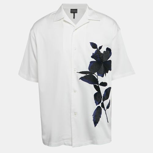 Floral Embroidery Lyocell Blend Oversized Shirt XXL - Emporio Armani - Modalova