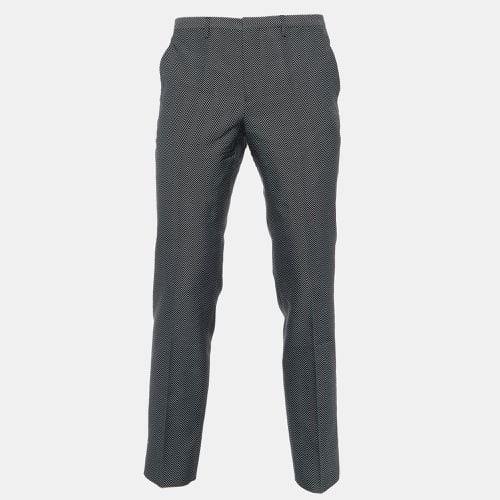 Herringbone Wool & Silk Tailored Trousers M - Emporio Armani - Modalova