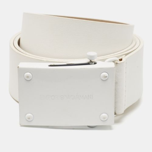 Leather Cut to Size Logo Buckle Belt - Emporio Armani - Modalova