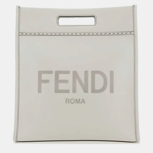 Ivory Ice Leather Shopping Tote Bag - Fendi - Modalova