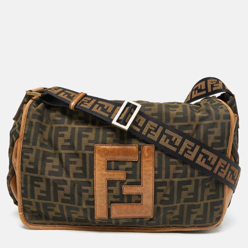 Tobacco Zucca Canvas and Leather Flap Messenger Bag - Fendi - Modalova