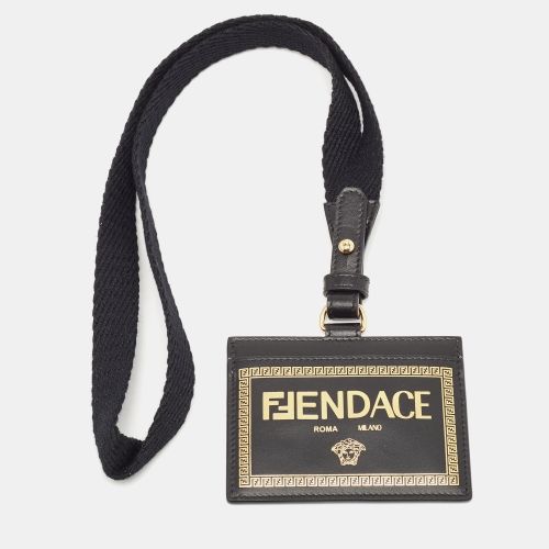 Gold Leather Fendace Lanyard Card Holder - Fendi x Versace - Modalova