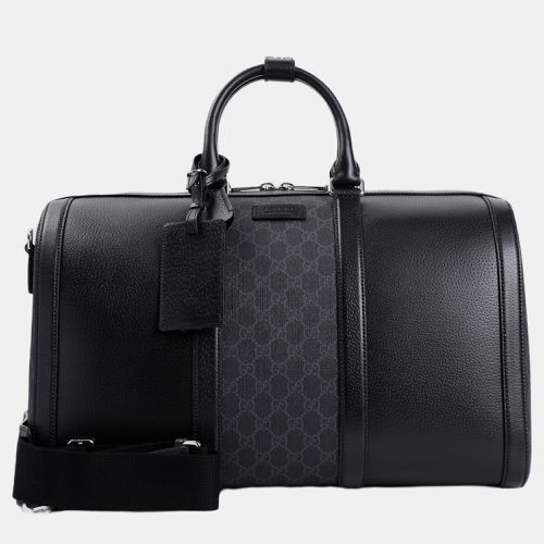 Leather and GG Coated Canvas Duffle Bag - Gucci - Modalova