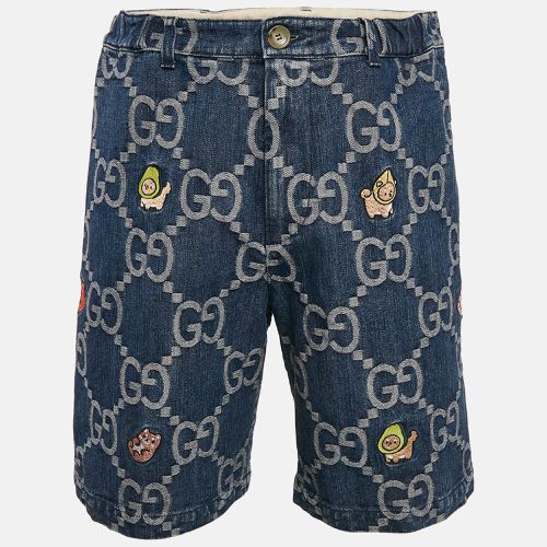 Jumbo GG Supreme Denim Embroidered Shorts M - Gucci - Modalova