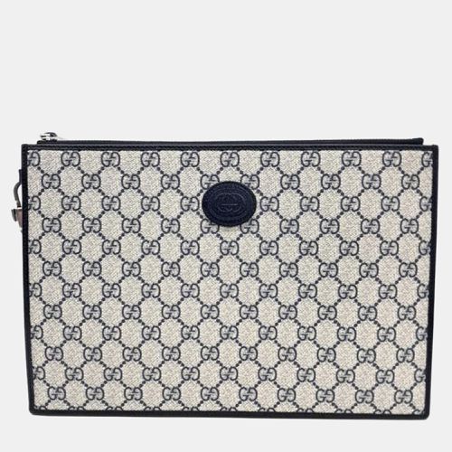 Navy Blue GG Canvas Interlocking Clutch Bag - Gucci - Modalova