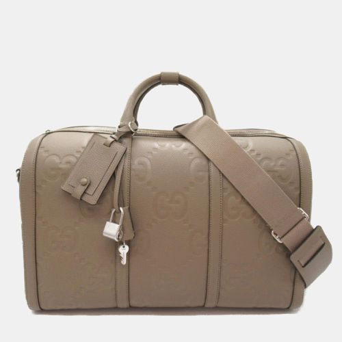 Gray Greige Leather Jumbo GG Boston Bag - Gucci - Modalova