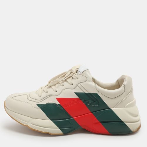 Leather Web Rhyton Low Top Sneakers Size 42 - Gucci - Modalova