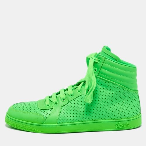 Neon Perforated Leather Coda High Top Sneakers Size 42.5 - Gucci - Modalova