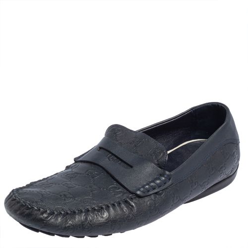 Dark Leather Penny Slip On Loafers Size 44.5 - Gucci - Modalova