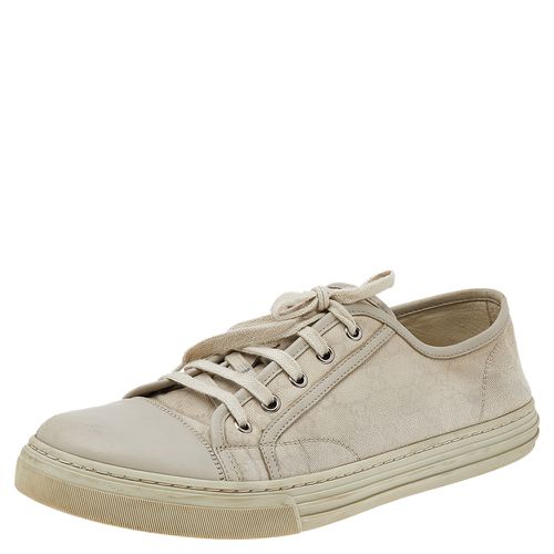 Off- Leather And GG Canvas Low Top Sneakers Size 43 - Gucci - Modalova