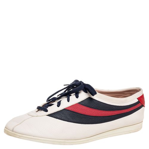 Off Leather Flacer Web Low Top Sneakers Size 44 - Gucci - Modalova