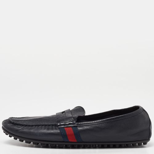 Leather Web Penny Slip On Loafers Size 43 - Gucci - Modalova